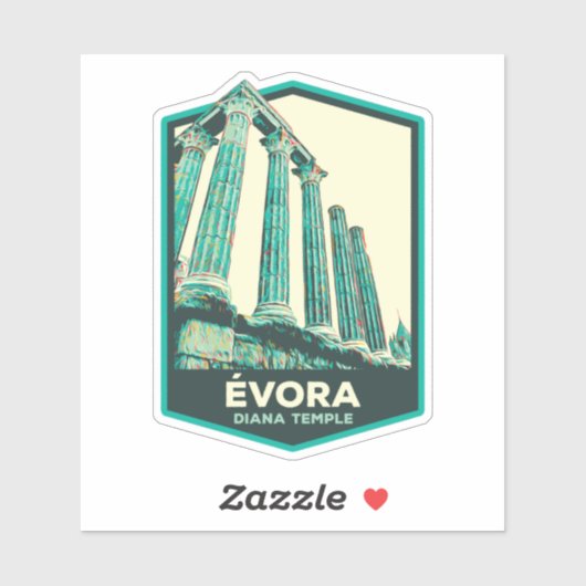 Evora Diana Temple illustration Portugal Sticker (Feuille)