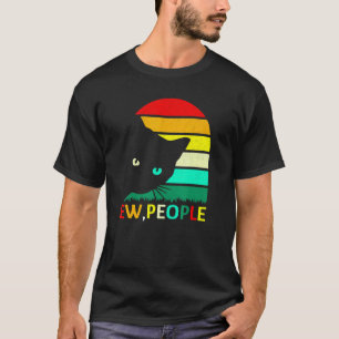 Ew Mens Zwarte Kat Sociaal Extravert Retro Kat T-shirt