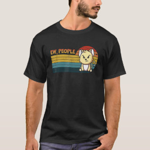 Ew Mensen Retro Stijl Schattige Boze Kat Mannen T-shirt