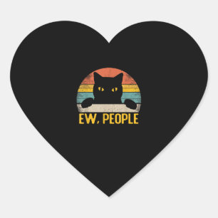 Ew, Mensen Zwarte Kat Retro – Grappig Cat_1 Hart Sticker