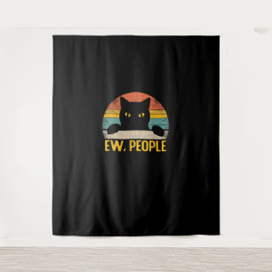 Ew, Mensen Zwarte Kat  Retro – Grappig Cat_1 Wandkleed