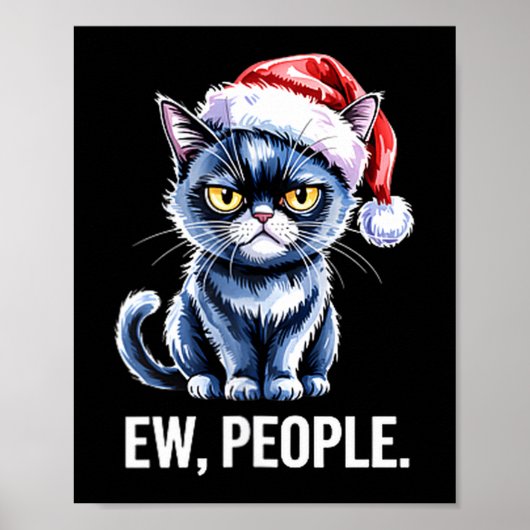 Ew People Black Cat Christmas Funny Introvert Holi Poster (Voorkant)