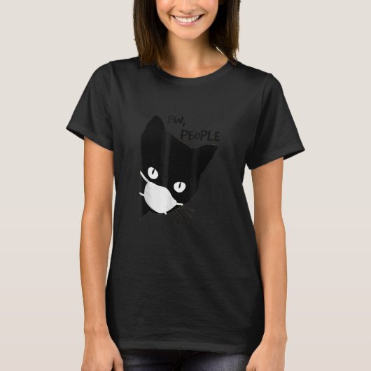 Ew People Black Cat Mask T-shirt (Voorkant)