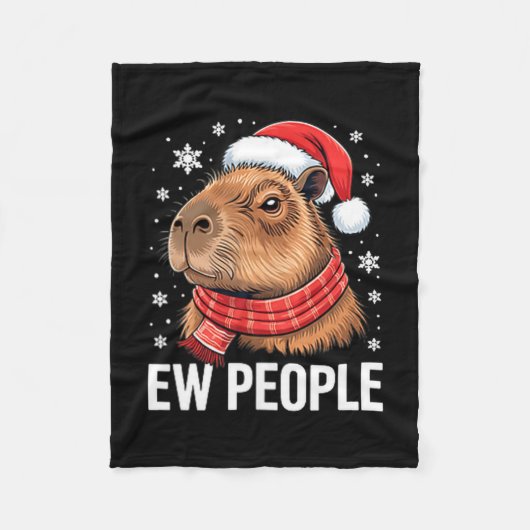 Ew People Capybara Christmas Funny Introvert Holid Fleece Deken (Voorkant)
