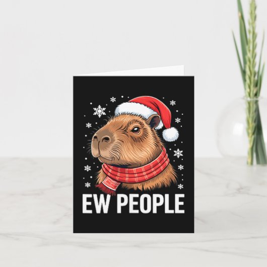 Ew People Capybara Christmas Funny Introvert Holid Kaart (Voorkant)