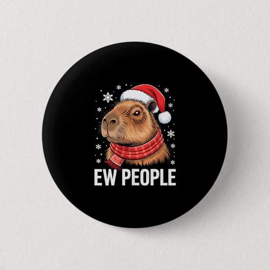Ew People Capybara Christmas Funny Introvert Holid Ronde Button 5,7 Cm (Voorkant)