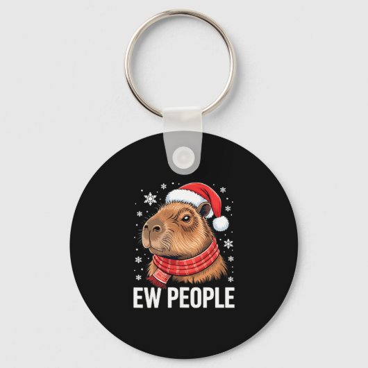 Ew People Capybara Christmas Funny Introvert Holid Sleutelhanger (Voorkant)