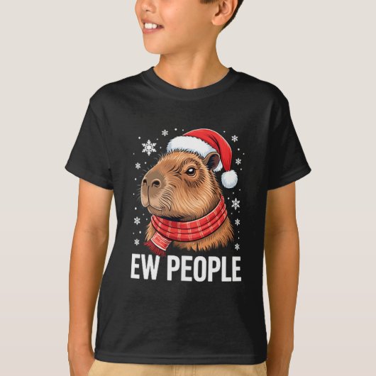 Ew People Capybara Christmas Funny Introvert Holid T-shirt (Voorkant)