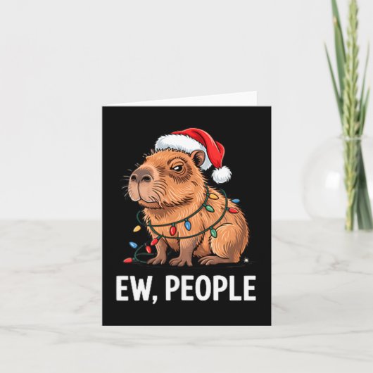 Ew People Capybara Christmas Lights Funny Introver Kaart (Voorkant)