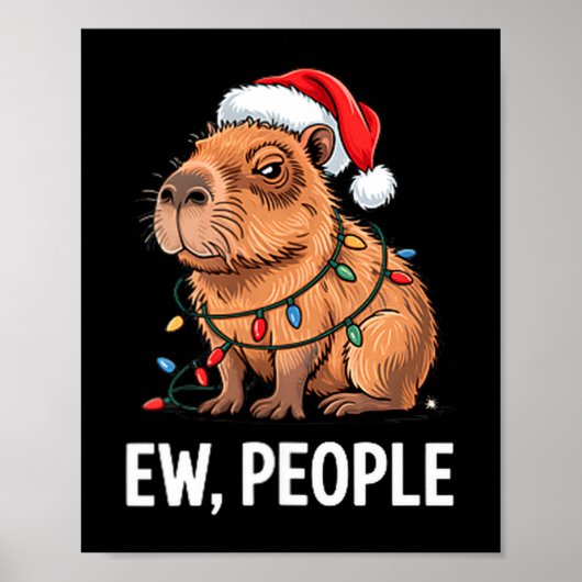 Ew People Capybara Christmas Lights Funny Introver Poster (Voorkant)