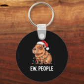 Ew People Capybara Christmas Lights Funny Introver Sleutelhanger (Voorkant)