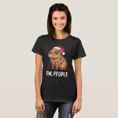 Ew People Capybara Christmas Lights Funny Introver T-shirt (Voorkant volledig)