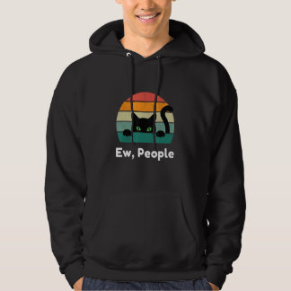 Ew People Retro Cat Vintage Introvert Loner Hoodie