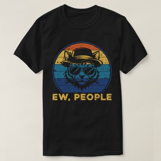 Ew People Retro Sunset Introvert Cat T-shirt (Design voorkant)