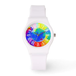 eWatch kleurrijke abstracte waterverf look Horloge