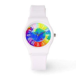 eWatch kleurrijke abstracte waterverf look Horloge