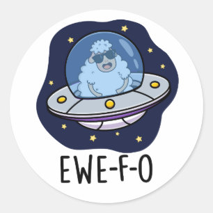 Ewe-F-O Funny UFO Pun Ronde Sticker