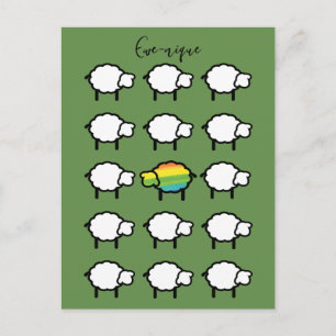 ewe-nique quote regenboogschaap uniek briefkaart