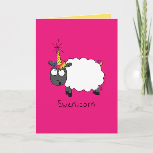 Ewenicorn - Funny Sheep Unicorn Wenskaart Kaart (Voorkant)