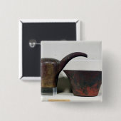 Ewer en bekken (koper) vierkante button 5,1 cm (Voorkant /achterkant)