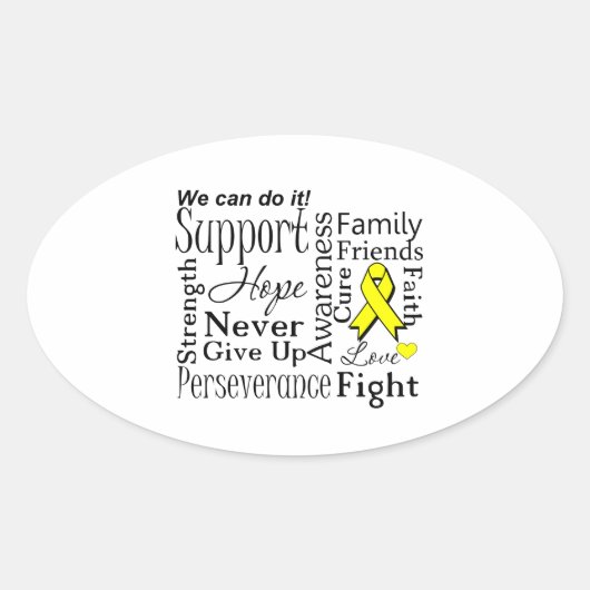 Ewing Sarcoma Ondersteunende woorden Ovale Sticker (Voorkant)