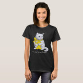 Ewings Sarcoma Awareness Month Yellow Ribbon Cat T-shirt (Voorkant volledig)