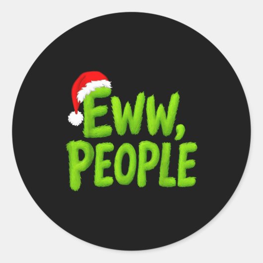 Eww, People Santa Hat Green Funny Christmas Mens W Ronde Sticker (Voorkant)