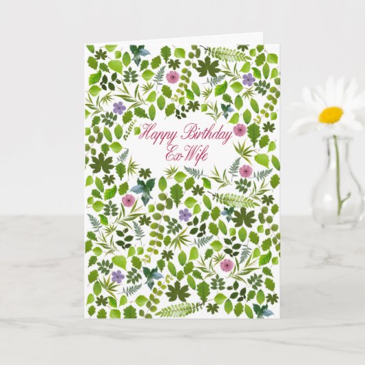 Ex Femme Anniversaire Carte Feuille éparpillée (Petite plante)