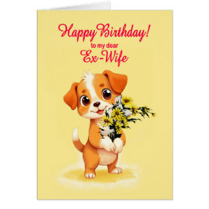 Ex Femme Anniversaire Chiot et Fleurs