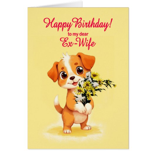 Ex Femme Anniversaire Chiot et Fleurs (Devant)
