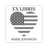 EX libris America flag in heart  bookplate library Rubberstempel (Afrduk)