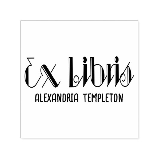 Ex Libris Art Deco Tekst #4 Bibliotheek Boek Zelfinktende Stempel (Design)
