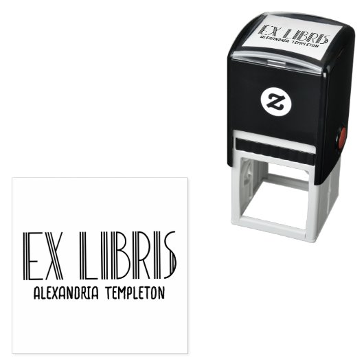 Ex libris Art Deco  Tekst #5 Bibliotheek Boek Zelfinktende Stempel (In situ)