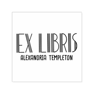 Ex libris Art Deco  Tekst #5 Bibliotheek Boek Zelfinktende Stempel