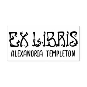 Ex Libris Art Nouveau Tekst Letter Bibliotheek Boe Zelfinktende Stempel