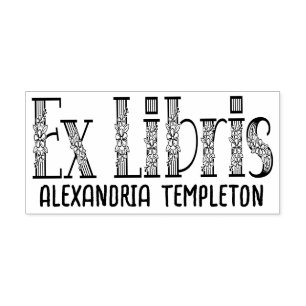 Ex Libris Bloem Tekst Letters Bibliotheek Boek Naa Zelfinktende Stempel