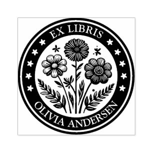 Ex Libris - Bloemenarrangement Rubberstempel