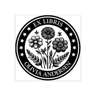 Ex Libris - Bloemenarrangement Rubberstempel