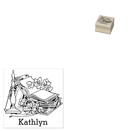 Ex Libris Boeken en Bloemen Rubberstempel (Gestempeld)