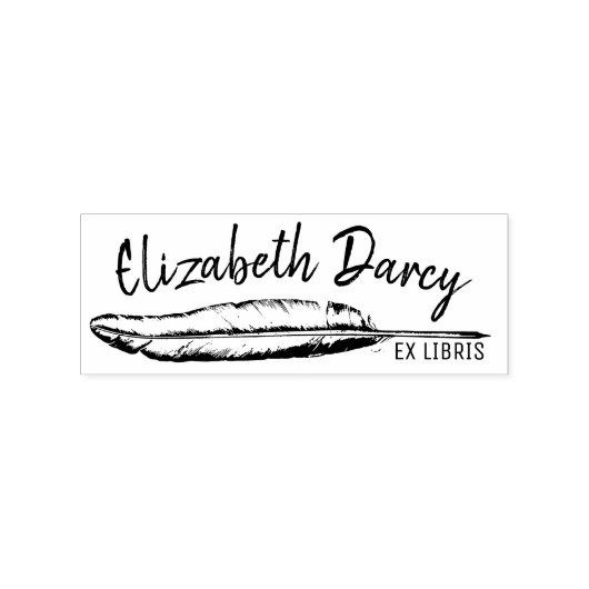 Ex Libris Boekplaat Feather Library Aangepast Rubberstempel (Afrduk)