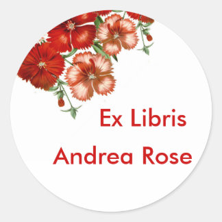 Ex Libris Boekplaat Rode anjer Sticker