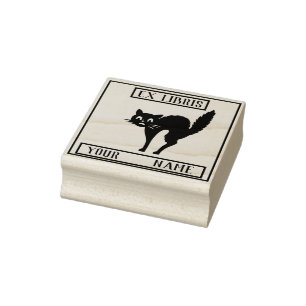 Ex Libris Boekplaat - Zwarte kat Rubberstempel