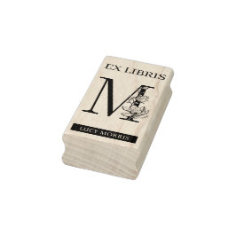EX libris Book bookplate monogram M Rubberstempel