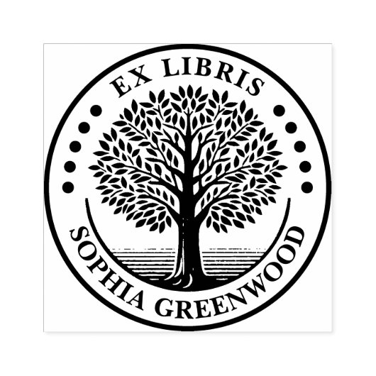 Ex Libris - Boom Rubberstempel (Afrduk)
