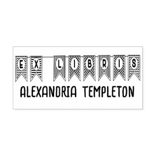Ex Libris Bunting Pennant Vlag Bibliotheek Boek Na Zelfinktende Stempel