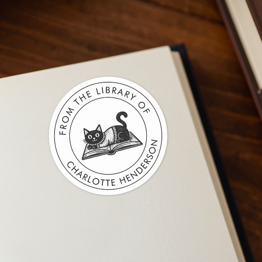 Ex Libris Chat Autocollant de Plaque de Livre Pers
