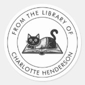 Ex Libris Chat Autocollant de Plaque de Livre Pers (Devant)