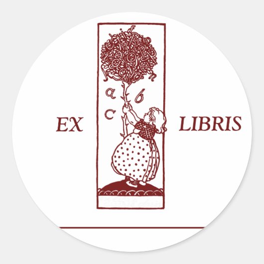 EX LIBRIS Child & Alphabet Tree Bookplate Sticker (Voorkant)