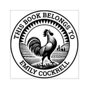 Ex Libris - Cockerel kraaien bij de dageraad Rubberstempel