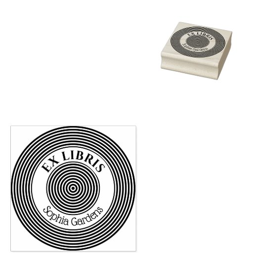 Ex Libris Concentric Circles v1 Rubberstempel (Gestempeld)